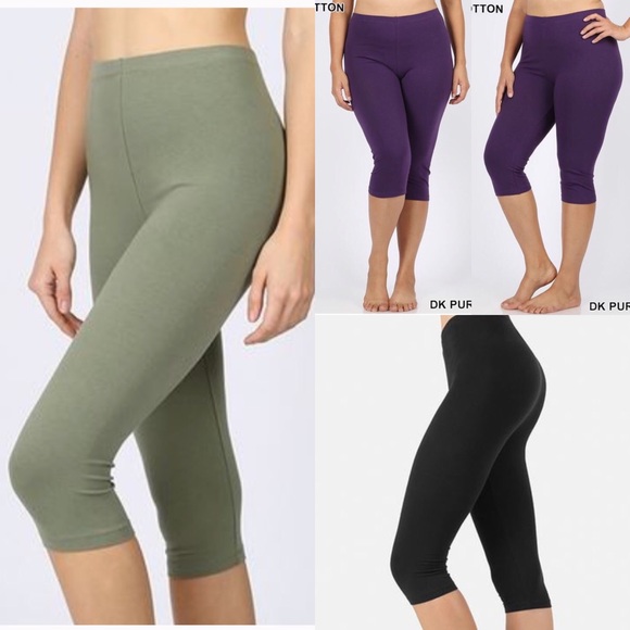 Large Cotton Blend Knee Length Legging Blue - Picture 2 of 2